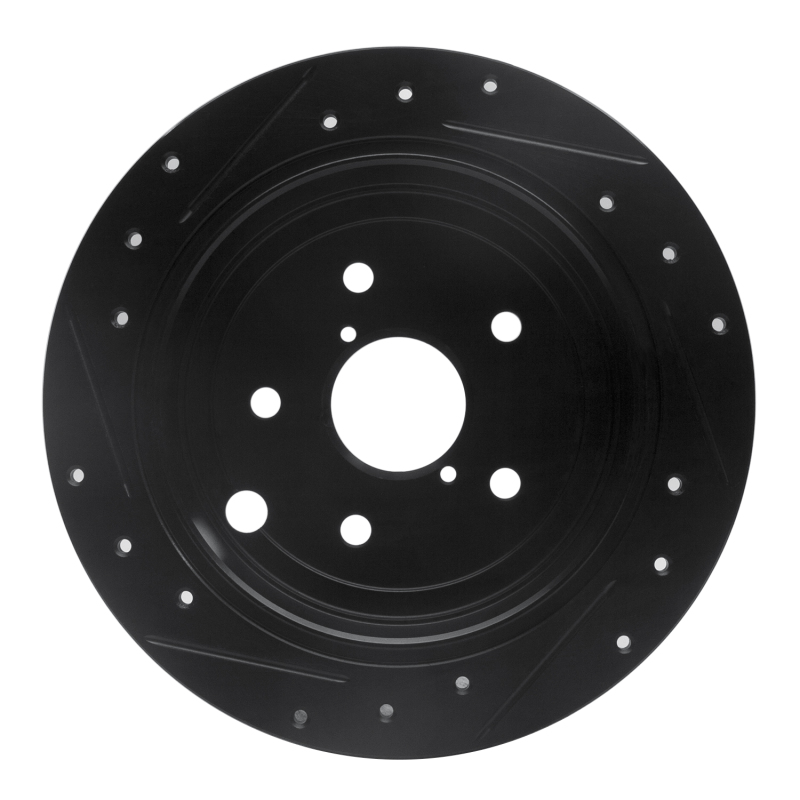 Subaru WRX Brake Rotor (1) - Rear Right - R1 Concepts - Drilled & Slotted - Black - `15-`21